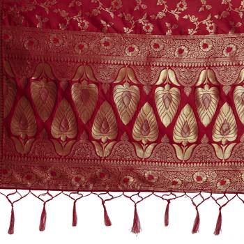 Red Woven Art Silk Saree With Blouse 3