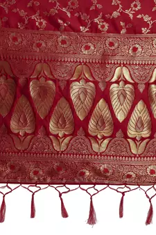Red Woven Art Silk Saree With Blouse