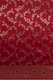 Red Woven Art Silk Saree With Blouse