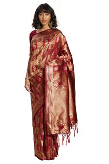Red Woven  Art Silk Saree With Blouse