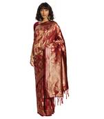 Red Woven Art Silk Saree With Blouse
