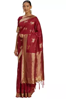 Red Woven  Art Silk Saree With Blouse