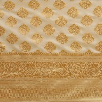 White Woven Art Silk Saree With Blouse 3