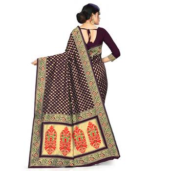 Purple Woven  Art Silk Saree With Blouse 2