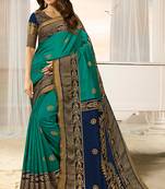   light blue printed brasso saree with blouse