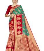 Green woven art  silk saree with blouse