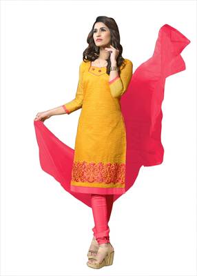 Yellow embroidered cotton salwar 1