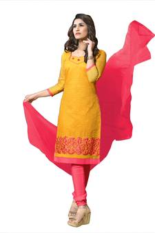 Yellow embroidered cotton salwar