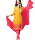 Yellow embroidered cotton salwar