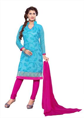 Sky-blue embroidered cotton salwar 1