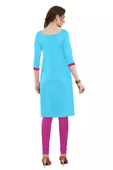 Sky-blue embroidered cotton salwar