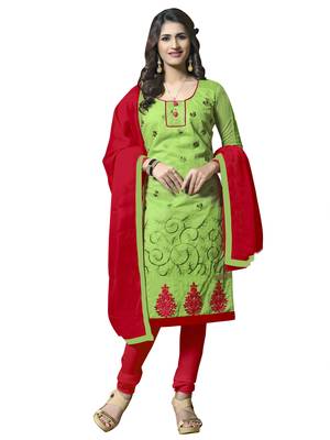 Green embroidered cotton salwar 1