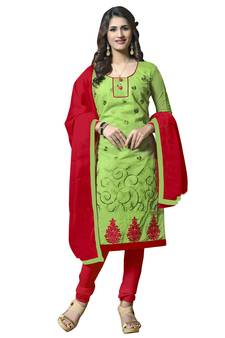 Green embroidered cotton salwar