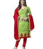 Green embroidered cotton salwar