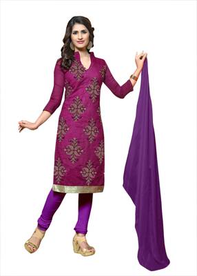 Purple embroidered cotton salwar 1