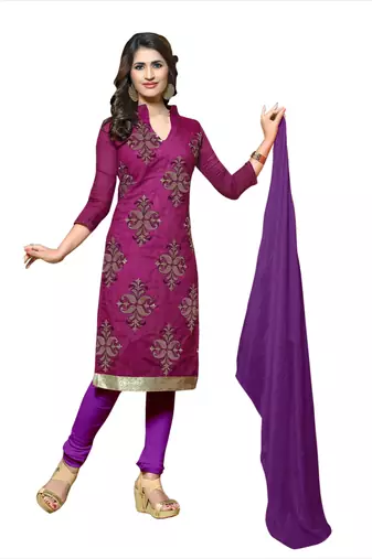 Purple embroidered cotton salwar