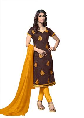Brown embroidered cotton salwar 1