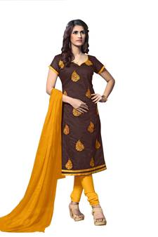 Brown embroidered cotton salwar