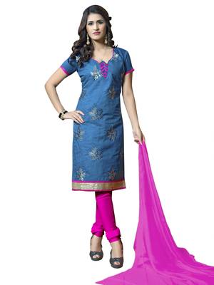 Blue embroidered cotton salwar 1