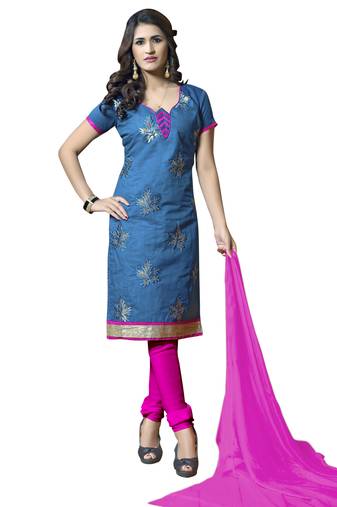 Blue embroidered cotton salwar