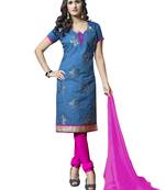 Blue embroidered cotton salwar