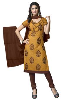Mustard embroidered cotton salwar