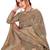 Beige woven silk blend saree with blouse