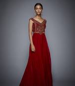 RI Brown plain velvet long-dresses