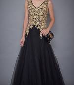 Ri Ritu Kumar V Neck Sleeveless Black Embroidered Gown