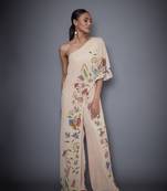 Ri Ritu Kumar Ri Ritu Kumar Beige Floral One Shoulder Jumpsuit