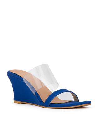 blue solid synthetic heels sandals 1