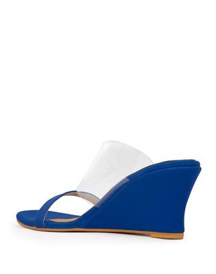 blue solid synthetic heels sandals 3