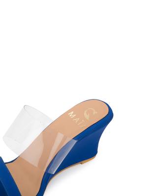 blue solid synthetic heels sandals 4