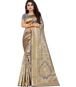 grey woven art silk saree with blouse