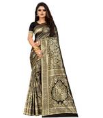 black woven art silk saree with blouse