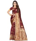 maroon woven art silk saree with blouse