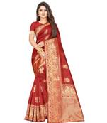 red woven art silk saree with blouse