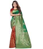 red woven art silk saree with blouse