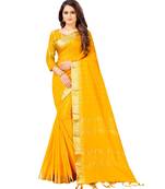 yellow woven  saree with blouse