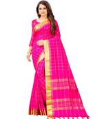 pink woven  saree with blouse
