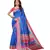 blue printed art silk saree with blouse