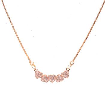 Heart shape white stone studded pendent with chain 3