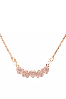 Heart shape white stone studded pendent with chain