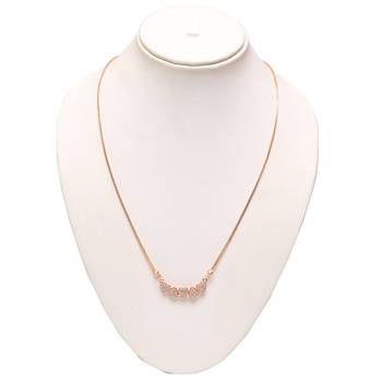 Heart shape white stone studded pendent with chain 4