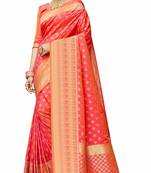 peach Jaquared banarasi Designer Saree For Women