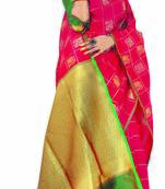 pink Soft Weaving Silk Woven Chex Designer Saree For Women