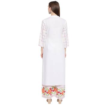 White printed rayon kurta set 2