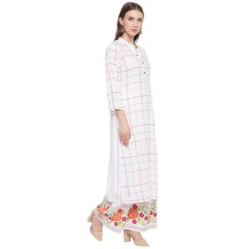 White printed rayon kurta set 3
