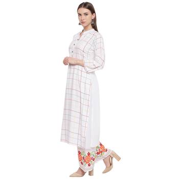 White printed rayon kurta set 4