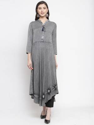 Grey plain rayon kurtas-and-kurtis 1